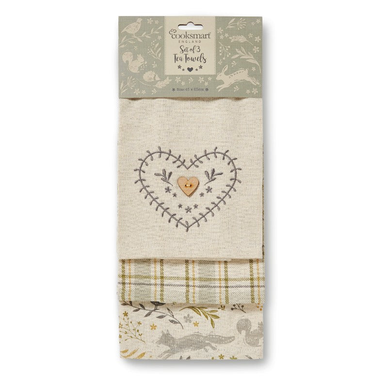 Cooksmart 9900 Tea Towels Set of 3 - Woodland - Premium Hand / Tea Towels from Cooksmart - Just $9.5! Shop now at W Hurst & Son (IW) Ltd