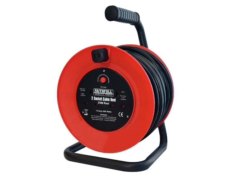 Faithfull FPPCR20M Open Frame Cable Reel 20m - Premium Extension Leads & Reels from FAITHFULL - Just $29.99! Shop now at W Hurst & Son (IW) Ltd