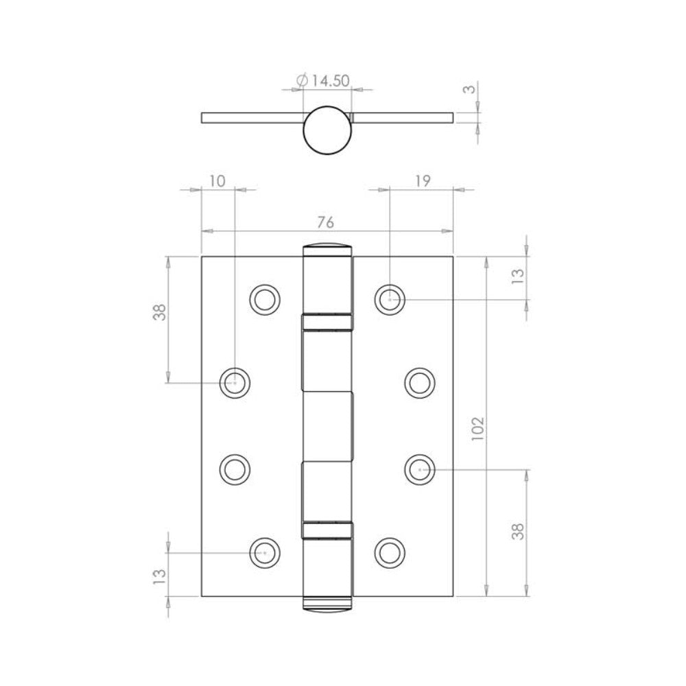 Frelan Polished Stainless Steel Bearing Butt Hinge - Various Sizes - Sold in Pairs J9500PS-102mm Hinges Frelan Hardware Brand_Frelan Collections_Hinges Door Furniture Frelan Hardware Google Product Hinge Hinges Ironmongery Product Type_Hinges Security & General Ironmongery