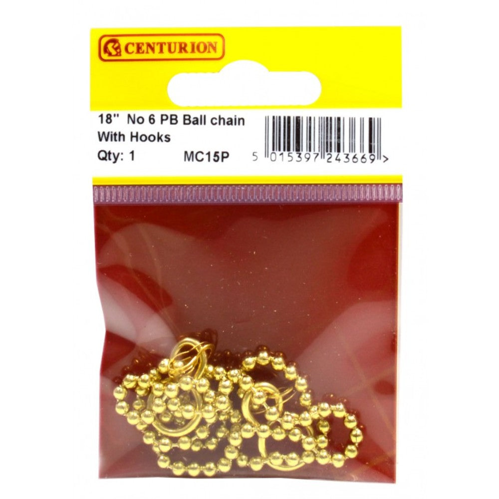 Centurion MC15P Replacement Plug Ball Chain & Hooks -Polished Brass - 450mm Plugs / Strainers Centurion Bathroom Brand_Centurion Centurion Collections_Bathroom Google Product Home Housewares Product Type_Plugs / Strainers