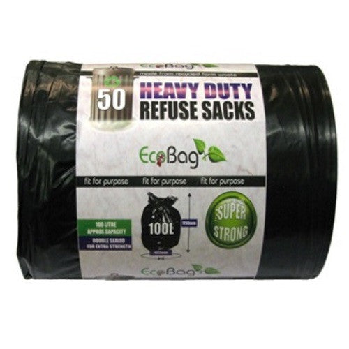 Ecobag 46 Heavy Duty Refuse Sacks 100Ltr - Pack of 50 - Premium Bin Liners from ecobag - Just $6.95! Shop now at W Hurst & Son (IW) Ltd