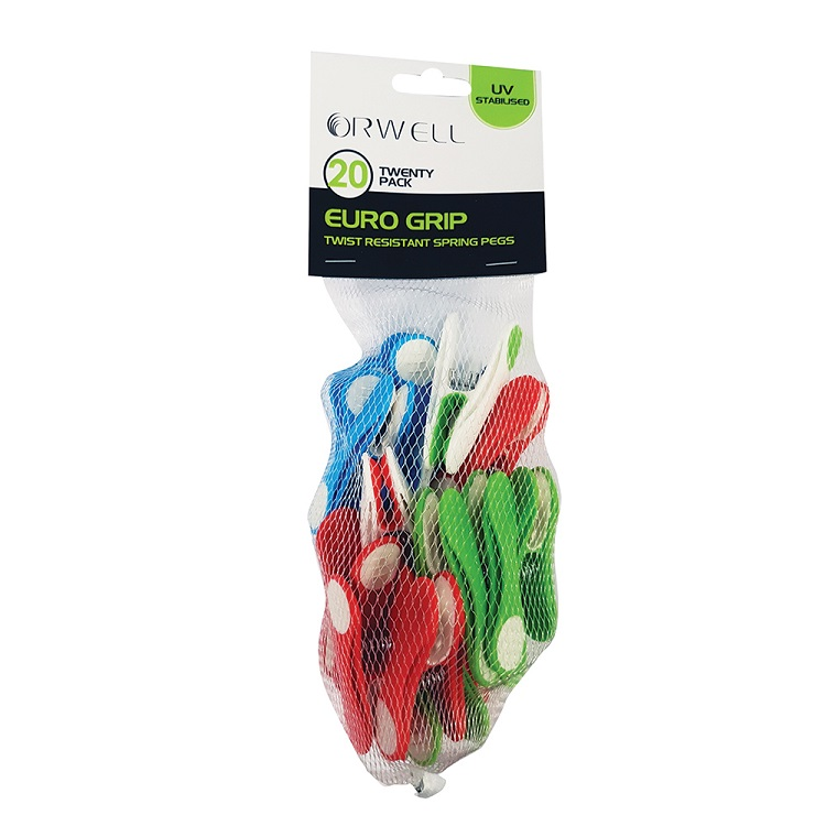 Orwell 6304 Euro Grip Clothes Pegs - Pack of 20 - Premium Pegs from Wilsons - Just $4.0! Shop now at W Hurst & Son (IW) Ltd
