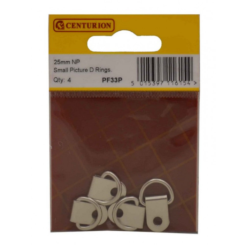 Centurion PF33P Picture D Rings -  25mm NP - 4 PK - Premium Picture Hanging from Centurion - Just $1.1! Shop now at W Hurst & Son (IW) Ltd