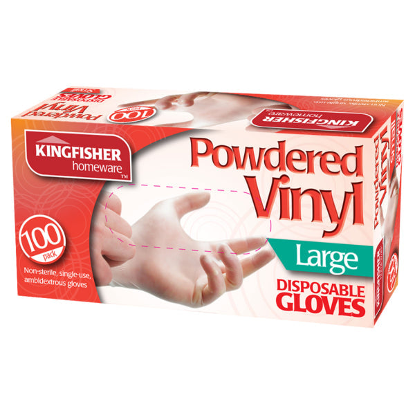 Powdered Vinyl Gloves Large Box of 100 - Premium Gloves from Kingfisher - Just $9.95! Shop now at W Hurst & Son (IW) Ltd