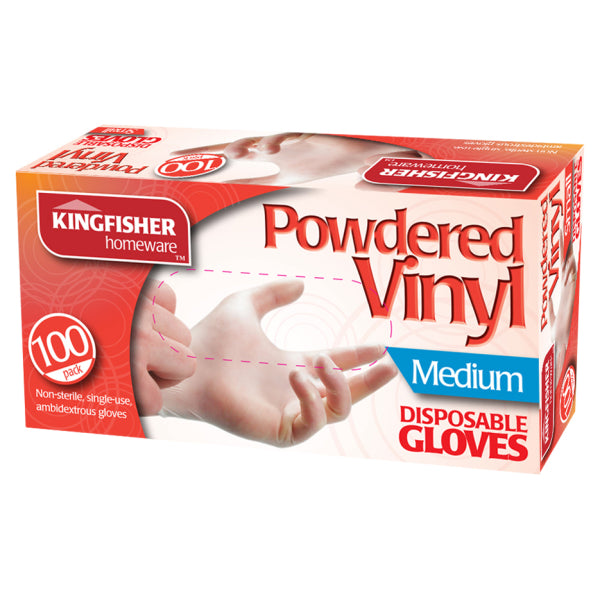 Powdered Vinyl Gloves Medium Box of 100 - Premium Gloves from Kingfisher - Just $9.95! Shop now at W Hurst & Son (IW) Ltd